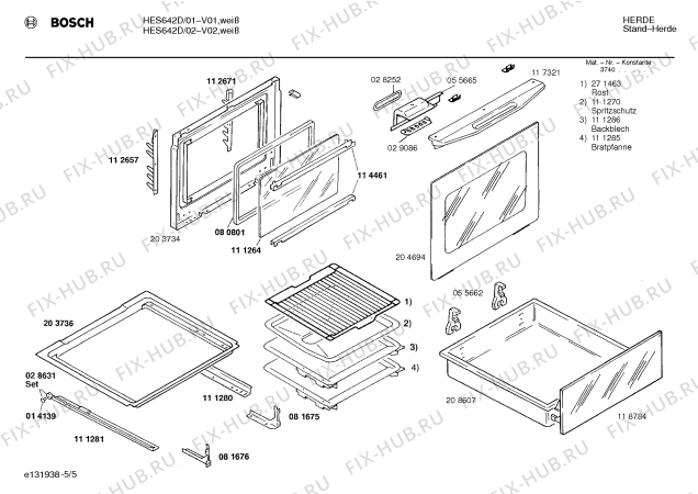 Схема №3 HES642D с изображением Инструкция по эксплуатации для плиты (духовки) Bosch 00517534
