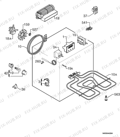 Взрыв-схема плиты (духовки) Zanussi ZOB555WL - Схема узла Electrical equipment 268