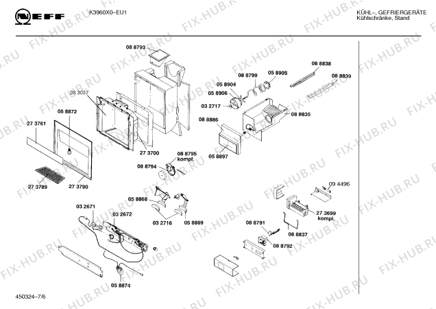 Схема №4 K3960X0 KD 600 с изображением Дверь для холодильной камеры Bosch 00088817