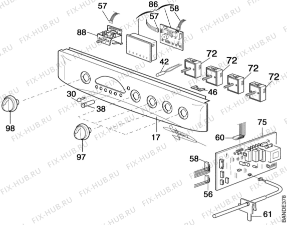 Взрыв-схема плиты (духовки) Electrolux EK6489W1 - Схема узла Command panel 037