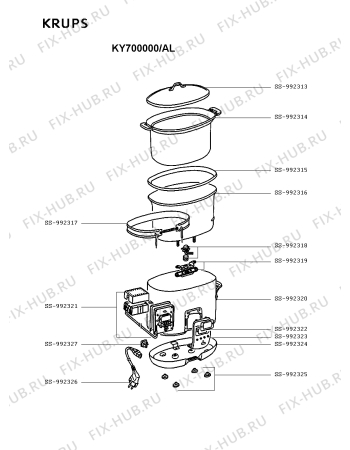 Схема №1 KY700000/AL с изображением Элемент корпуса для электромультиварки Krups SS-992314