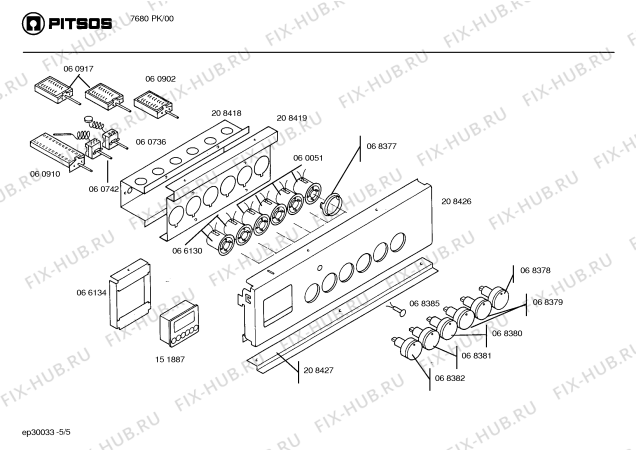 Схема №1 7680PK с изображением Панель для плиты (духовки) Bosch 00208426