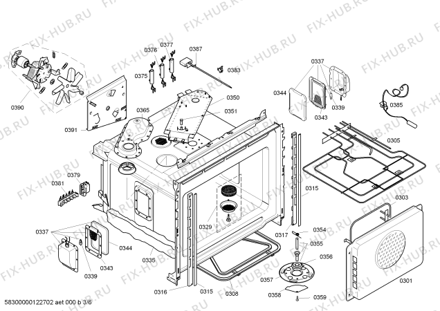 Взрыв-схема плиты (духовки) Bosch HBN884751 - Схема узла 03