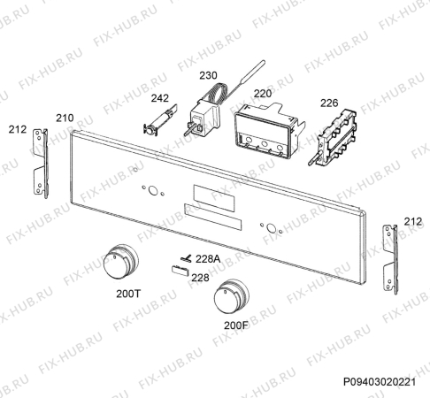 Взрыв-схема плиты (духовки) Electrolux EKI64500OX - Схема узла Command panel 037