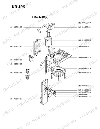 Взрыв-схема кофеварки (кофемашины) Krups F8634310(0) - Схема узла CP001833.6P3