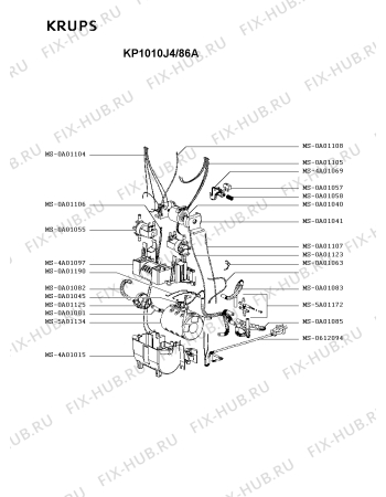 Взрыв-схема кофеварки (кофемашины) Krups KP1010J4/86A - Схема узла GP002957.2P2