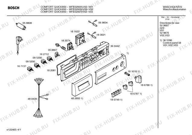 Схема №4 WFB3200TH COMFORT QUICK850 с изображением Панель управления для стиралки Bosch 00365396
