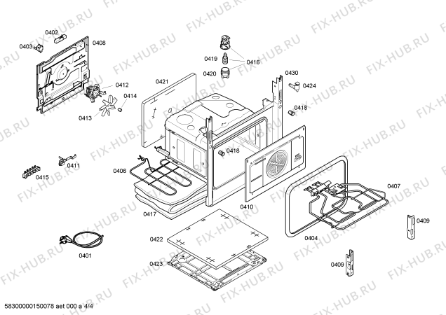 Взрыв-схема плиты (духовки) Bosch HCE624120U - Схема узла 04