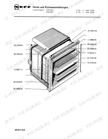 Взрыв-схема плиты (духовки) Neff 1114932006 1493/261 - Схема узла 03