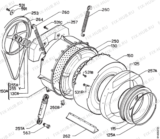 Взрыв-схема стиральной машины Zanussi FLS1224C - Схема узла Functional parts 267