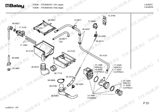 Взрыв-схема стиральной машины Balay 3TE836A TE836 - Схема узла 05