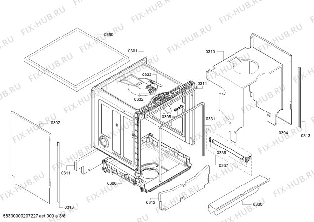 Взрыв-схема посудомоечной машины Bosch SMS53E02TR - Схема узла 03