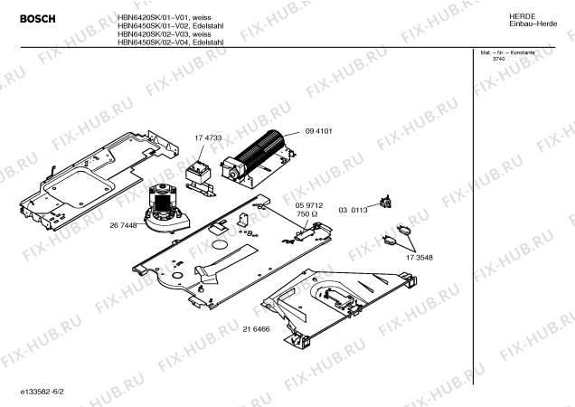 Схема №4 HBN6450SK с изображением Инструкция по эксплуатации для плиты (духовки) Bosch 00526850