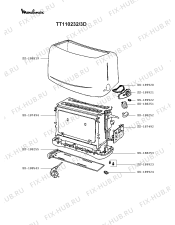 Схема №1 TT110232/3D с изображением Электропитание для электротостера Moulinex SS-188543