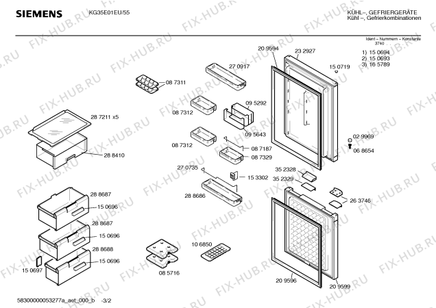 Схема №1 KG35E01IE с изображением Испаритель для холодильной камеры Bosch 00233553