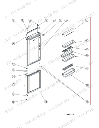Взрыв-схема холодильника Hotpoint-Ariston RMBA1185LV (F048627) - Схема узла