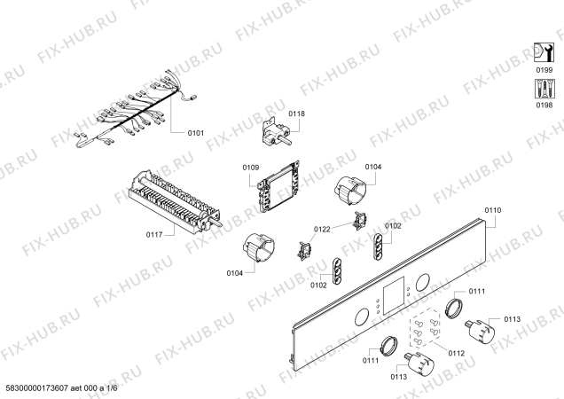 Схема №6 HBN231W3R с изображением Панель управления для плиты (духовки) Bosch 11002593