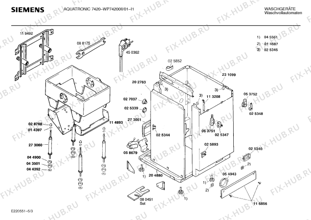 Взрыв-схема стиральной машины Siemens WP74200II, AQUATRONIC 7420 - Схема узла 03