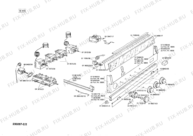 Взрыв-схема плиты (духовки) Siemens HE6435 - Схема узла 02