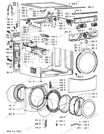 Схема №1 093 WT/CR с изображением Рукоятка для стиральной машины Whirlpool 480111104421