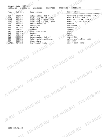 Взрыв-схема микроволновой печи Gaggenau EM836610 - Схема узла 12