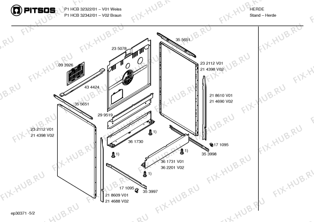 Взрыв-схема плиты (духовки) Pitsos P1HCB32342 - Схема узла 02