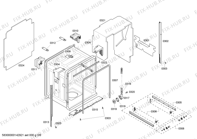 Взрыв-схема посудомоечной машины Bosch SHE55P05UC - Схема узла 03