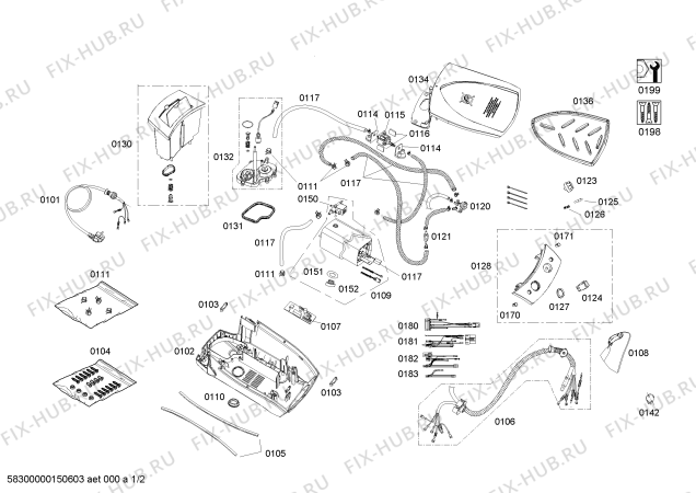 Схема №2 TS25350 slider SL25 с изображением Передняя часть корпуса для электропарогенератора Siemens 00652475