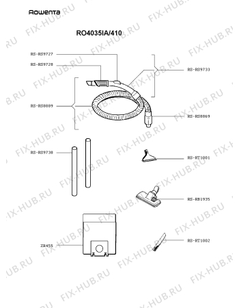Взрыв-схема пылесоса Rowenta RO4035IA/410 - Схема узла UP001543.8P2