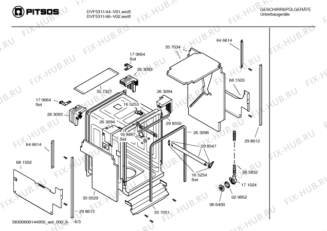 Схема №6 DVF5311 с изображением Краткая инструкция для электропосудомоечной машины Bosch 00389189