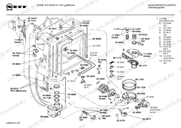 Схема №2 S4142N1GB GB5122.26I с изображением Инструкция по эксплуатации для посудомойки Bosch 00515334