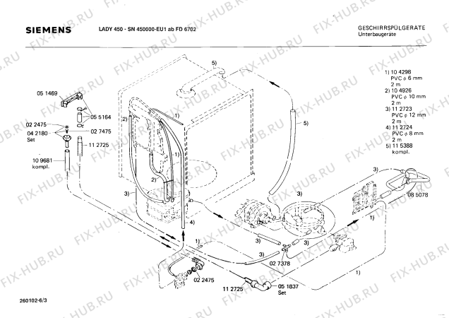 Взрыв-схема посудомоечной машины Siemens SN450000 - Схема узла 03