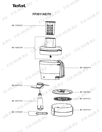 Взрыв-схема кухонного комбайна Tefal FP3011AE/70 - Схема узла QP003123.8P2