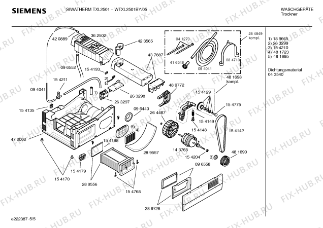 Схема №2 WTXL2501BY SIWATHERM TXL2501 с изображением Сменная пленка для сушилки Siemens 00490159