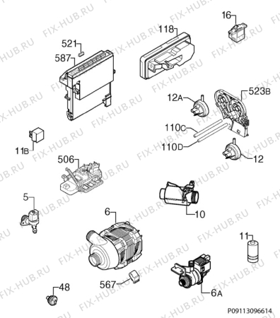 Взрыв-схема посудомоечной машины John Lewis JLBIDW1204 - Схема узла Electrical equipment 268