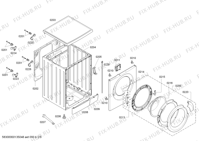 Взрыв-схема стиральной машины Bosch WAS28441 Logixx 8 Sensitive - Схема узла 02