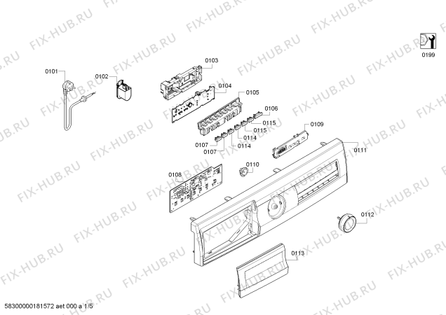 Схема №5 WFV14B20FF Electronique 1400 с изображением Ручка для стиралки Bosch 00627481