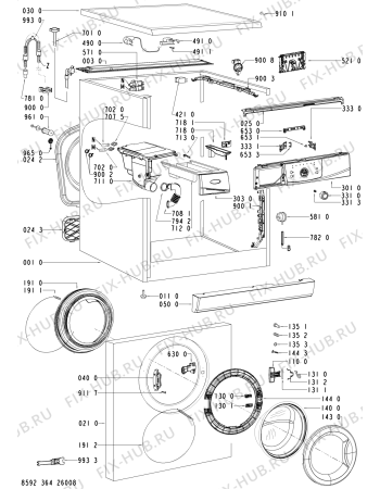 Схема №2 AWO/D 6055 с изображением Обшивка для стиральной машины Whirlpool 481245310495