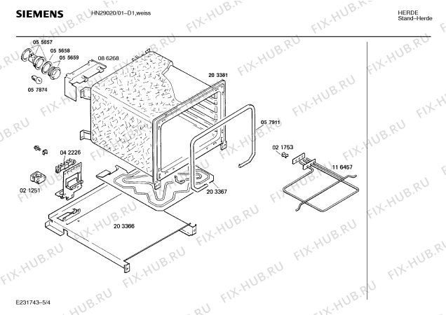 Взрыв-схема плиты (духовки) Siemens HN29020 - Схема узла 04