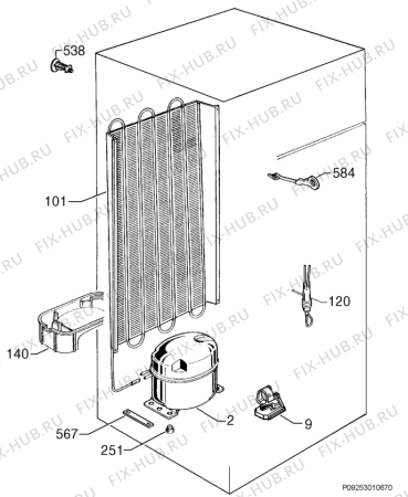 Взрыв-схема холодильника Rex RD20S - Схема узла Cooling system 017