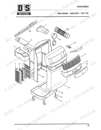 Схема №1 PAC77E с изображением Крышка для климатотехники DELONGHI 5951003500