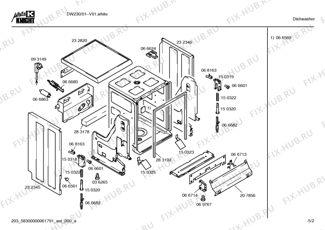 Взрыв-схема посудомоечной машины White Knight DW230 - Схема узла 02