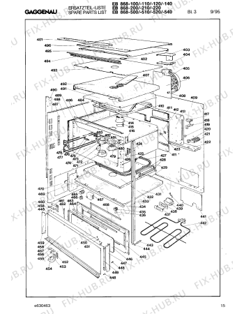 Взрыв-схема плиты (духовки) Gaggenau EB868200 - Схема узла 15