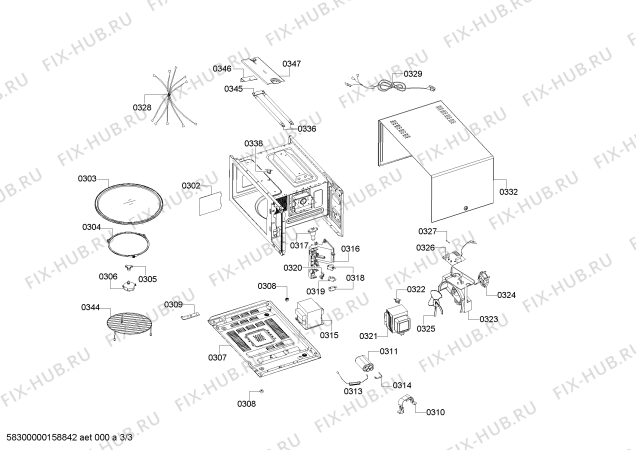 Взрыв-схема микроволновой печи Siemens HF15G541M - Схема узла 03