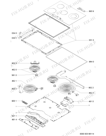 Схема №1 AKT 890/IX/01 с изображением Керамическая поверхность для электропечи Whirlpool 481244030017
