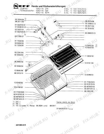 Схема №4 1313133033 1036/113HCS с изображением Крышка для духового шкафа Bosch 00052958