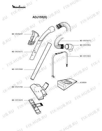 Взрыв-схема пылесоса Moulinex ADJ155(0) - Схема узла EP002265.8P2