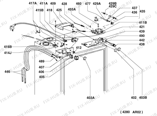 Взрыв-схема холодильника Electrolux RM4270K - Схема узла Armature/fitting