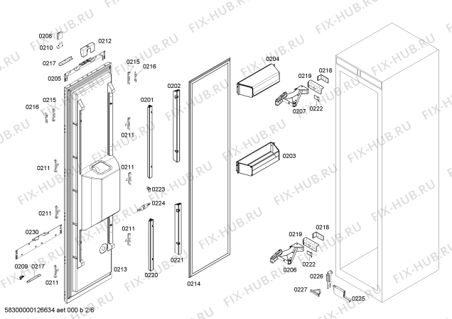 Взрыв-схема холодильника Gaggenau RF463200 - Схема узла 02