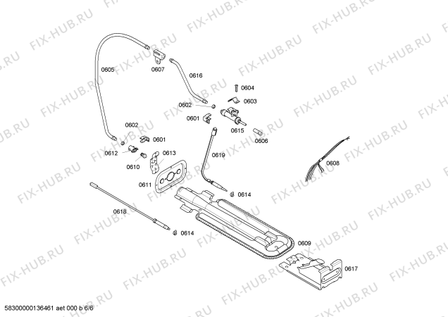 Схема №3 HSK66I43EH P3 INOX 6Q с изображением Дюза для плиты (духовки) Bosch 00186506